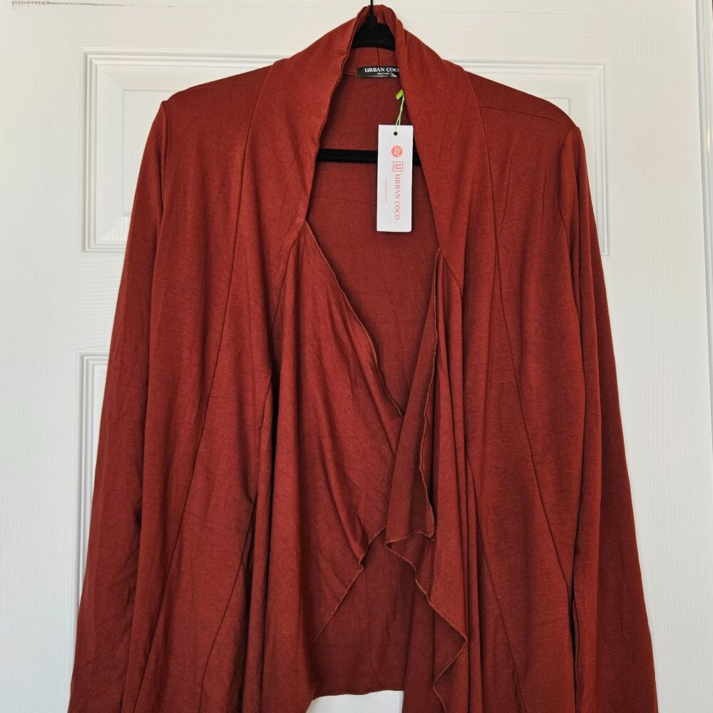 Urban Coco Rust Open Front Draped Cardigan – NWT – XL